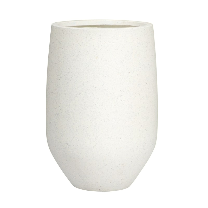 DreamPatio Garden Grove 1-Piece Fiberstone Planter - H19"xD13" - DottedWhite