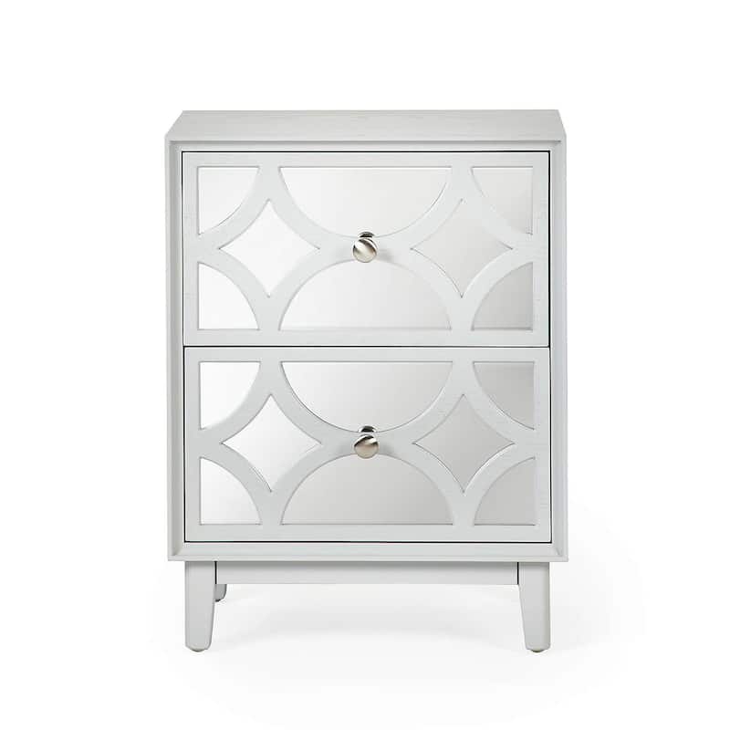 COZAYH 2-Pieces Contemporary Mirror Front 2-Drawer Nightstand