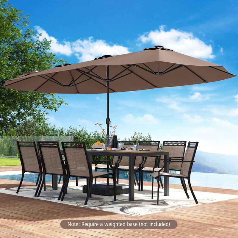 Costway 15.5 FT Extra-Large Patio Umbrella with LED Solar Lights & 12 - See Details