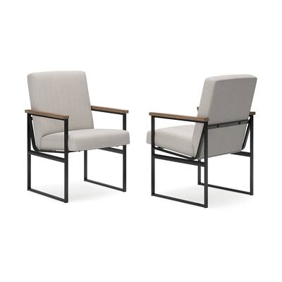 Tey Home Office Chair, Gray Padded Seat and Back, Black Metal Frame