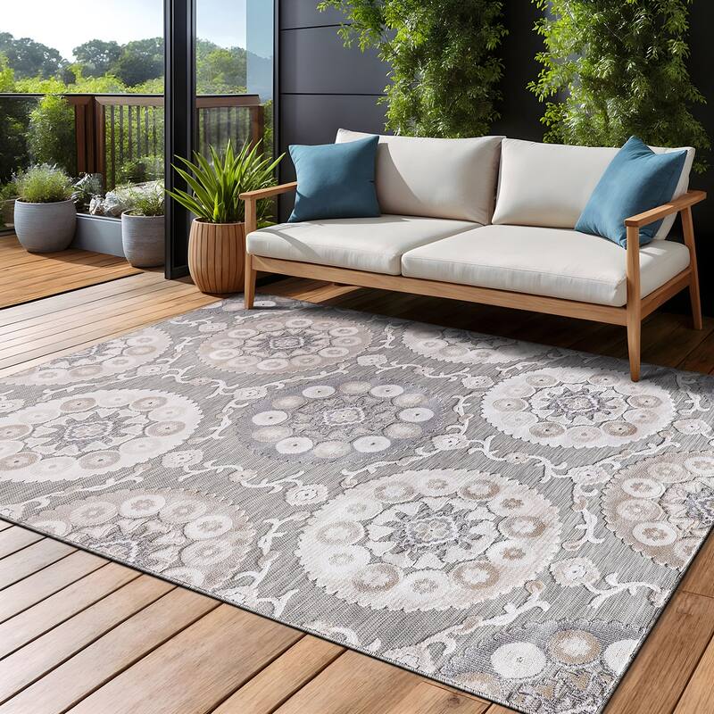 Beverly Rug Equator Medallion Bohemian Indoor Outdoor Area Rug
