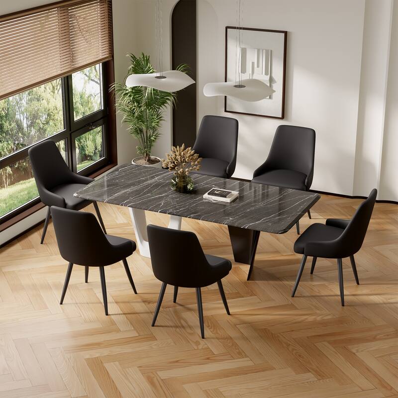 Modern Dining Chairs Set of 2, Spacious Dining Room Chairs with Thick Cushion, Comfortable Upholstered Dining Chairs