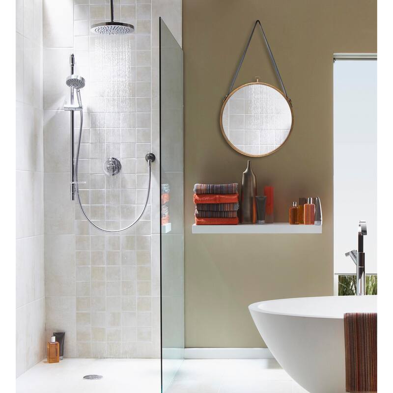 Farmhouse Circle 16 inch Rustic Strap Hanging Decorative Wall Mirror - 29 x 1.5 x 16 - 29 x 1.5 x 16