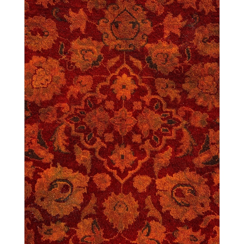 Overton Hand Knotted Wool Vintage Inspired Modern Contemporary Overdyed Orange Area Rug - 3' 3" x 5' 4"