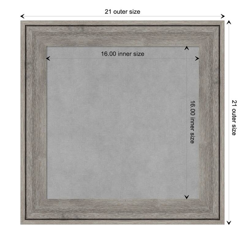 Amanti Art Regis Barnwood Grey Framed Magnetic Board - Board Size 16x16