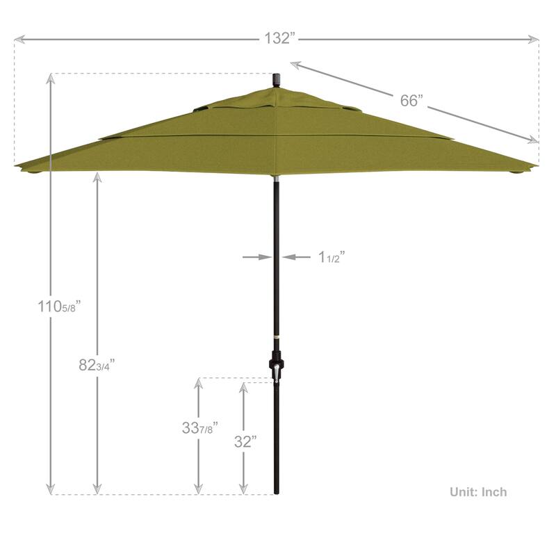 California Umbrella 11' Rd Golden State Series Patio Umbrella Bronze Aluminum Frame Crank Lift Collar Tilt Sunbrella