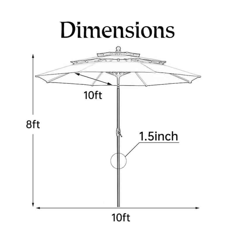 Ainfox 10ft Patio Umbrella 3-tier Outdoor Umbrella Without Base