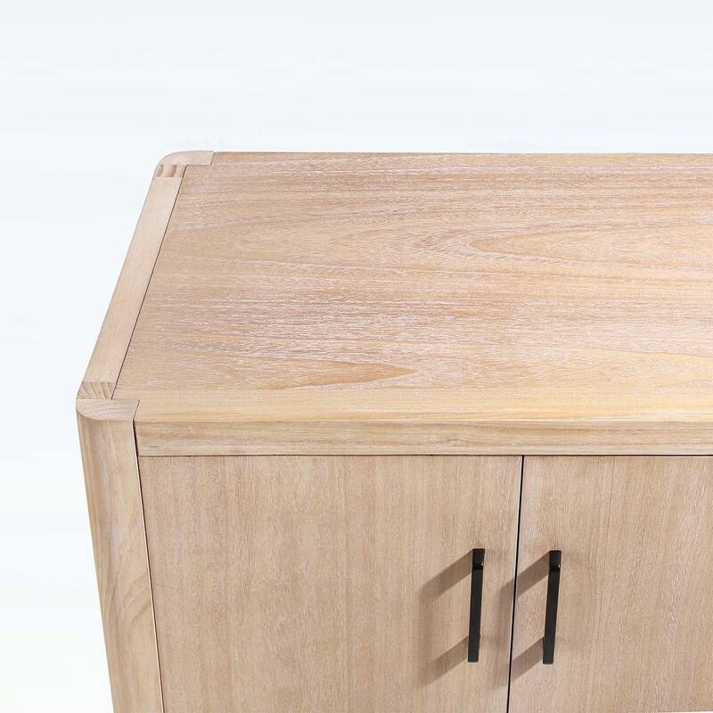 4-Door Cabinet with Smooth Rounded Corners & Refined Metal Handles