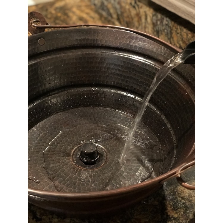 1.5-inch Non-Overflow Lift & Turn Bathroom Sink Drain in Aged Copper - 8" x 2.25"