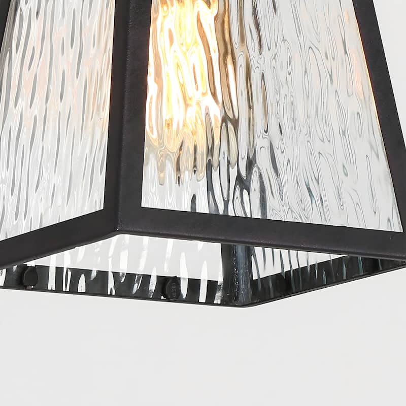 Modern Farmhouse Outdoor Pendant Rippled Glass Lantern Pendant Light