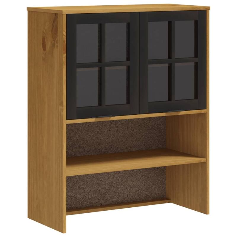 vidaXL Highboard with Glass Doors FLAM 31.5"x15.7"x70.9" Solid Wood Pine - 31.5" x 15.7" x 70.9"