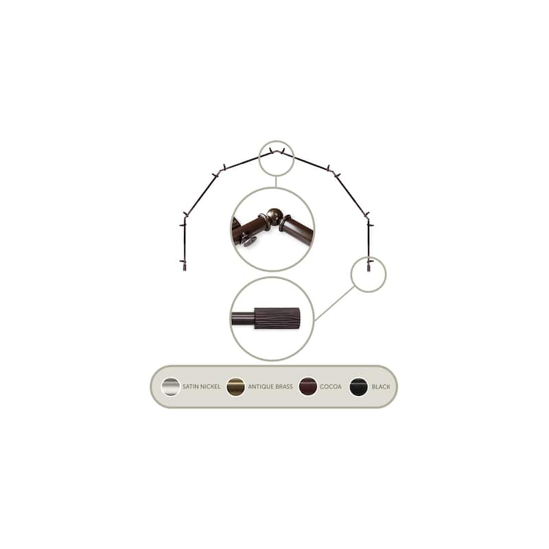 Bay Window Curtain Rod - 6-Sided Cocoa Corner Rods for Draperies & Curtains - 13/16 Inch - M