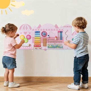 11-in-1 Montessori Wooden Sensory Wall Panels w/Learning Games