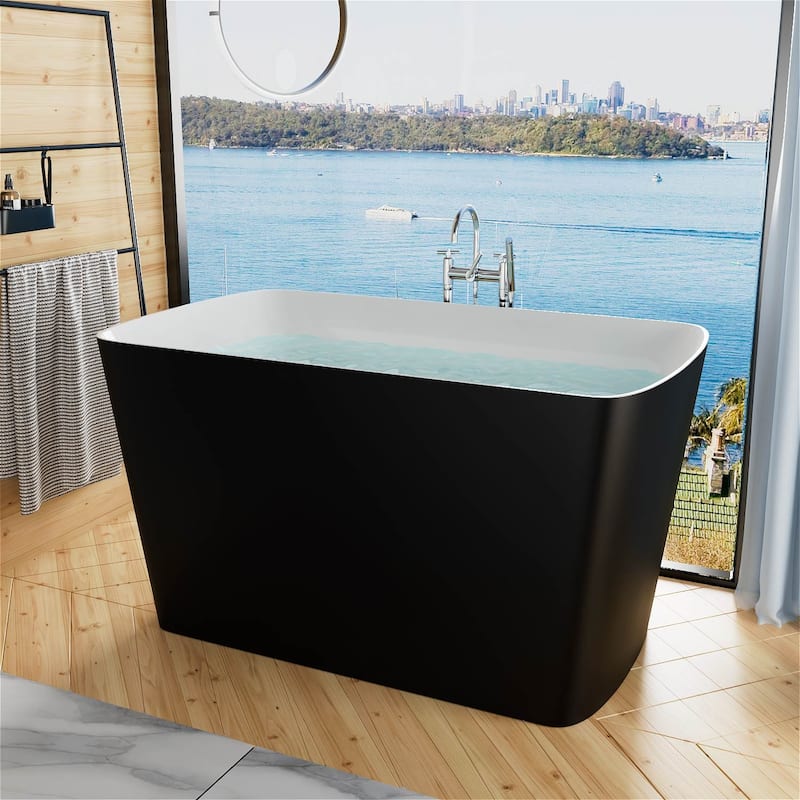 47" L x 27" W Freestanding Acrylic Small Japanese Soaking Bathtub without Seat