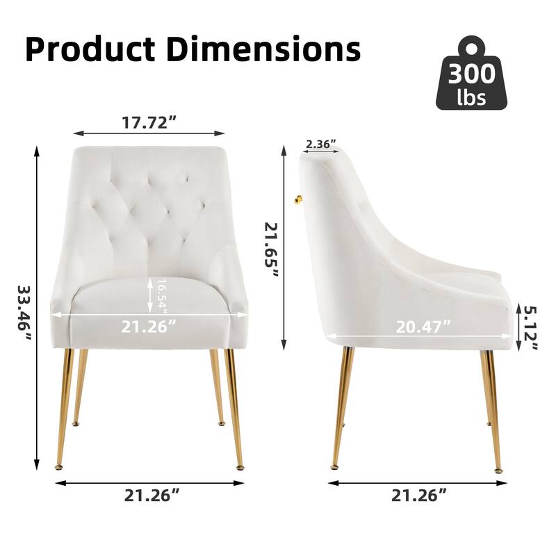 XINMICS Mid-Century Modern Velvet Dining Chair, Upholstered Parsons Chair, Set of 2