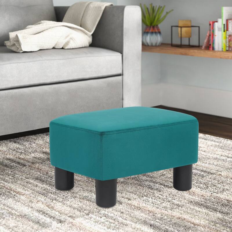 Adeco Footstool Ottoman Fabric Footrest Modern Rectangular Stool