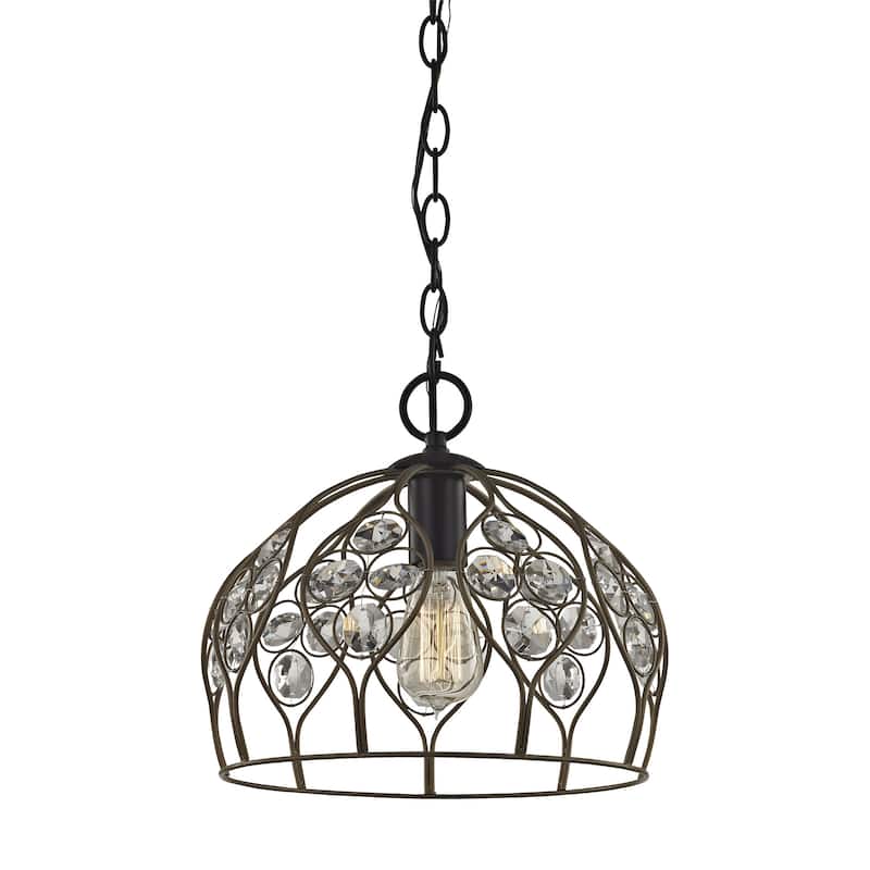 Elk Home Crystal Web Gold 11 Inch Wide 1 Light Pendant