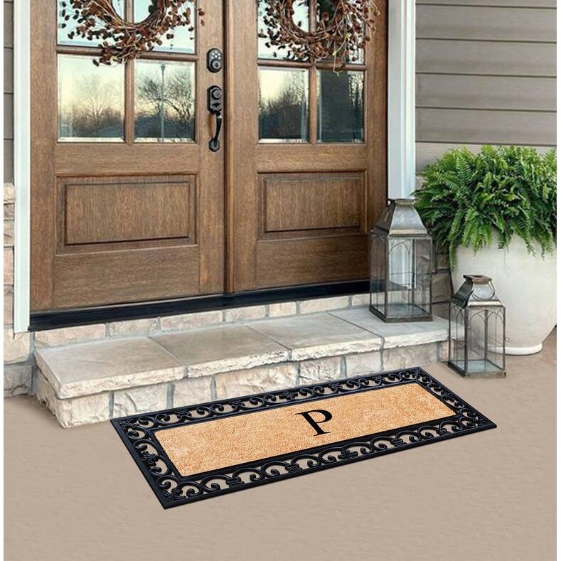 A1HC Exclusive Hand Crafted Myla Monogrammed Entry Doormat, 18" x 48"
