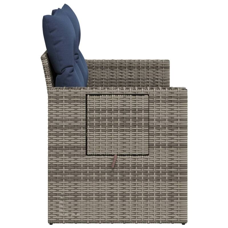 vidaXL Reclining Patio Sofa 2-Seater with Table Loveseat Furniture Poly Rattan - 23.2 x 51.2 x 36.2 in
