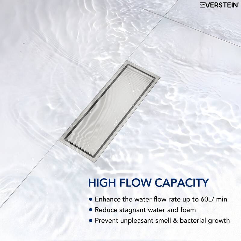 12-inch Linear Shower Drain With Solid Cover in Stainless Steel