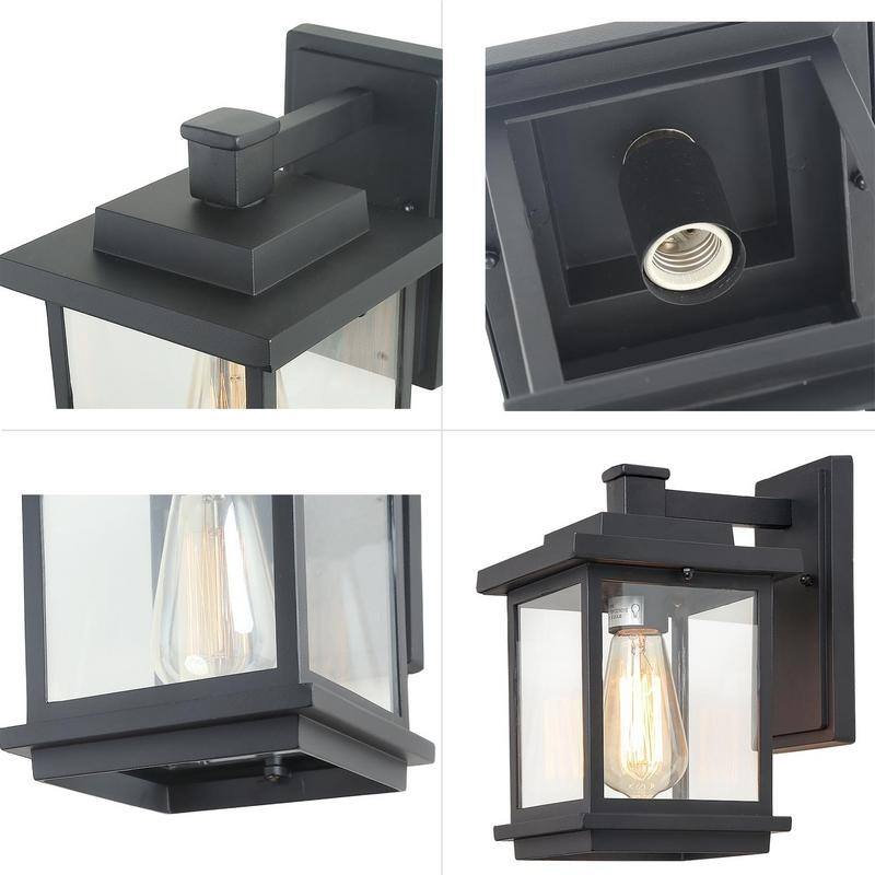 Modern Farmhouse Black 1-Light Outdoor Sconces Traditional Lantern Wall Light - L6.7 "X W9.1" X H11.8"