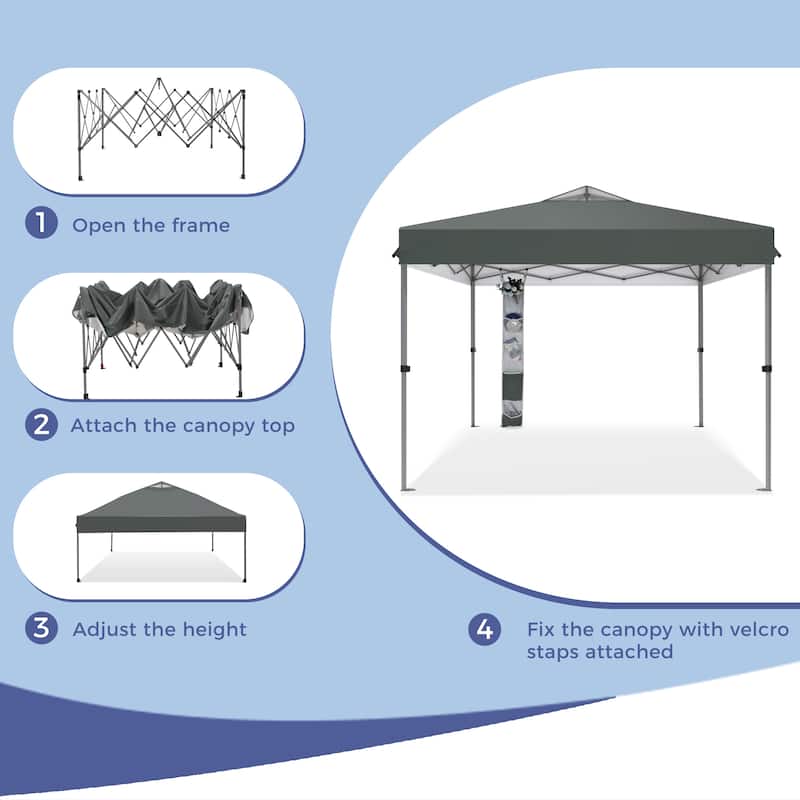 10' x 10' Pop Up Outdoor Canopy Tent Commercial Instant Reinforce Canopies with Wheel Carry Bag & Storage Pocket