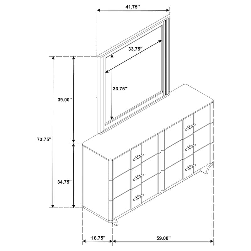 Leanne 6-drawer Sinter Stone Top Dresser Cabinet Light Oak