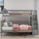 preview thumbnail 4 of 20, Stylish & Simple Twin over Full Wood Bunk Bed with Storage Stairway and Guardrails, Save Space or Split Into 2 Beds, Gray