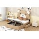 preview thumbnail 6 of 9, Full Size Upholstery Platform Bed with Cute Bear Shaped Headboard and 2 Storage Drawers, Brown
