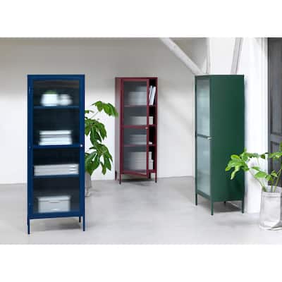 Rye Studio Brianne Modern Metal & Glass 63" Display Cabinet
