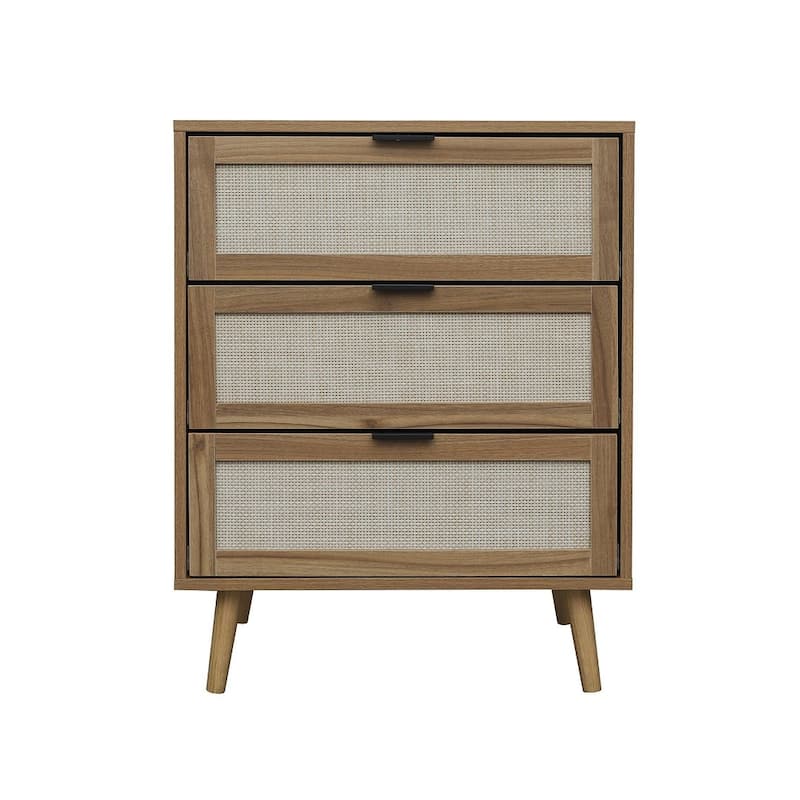 3 Drawers Storage Cabinet for Bedroom Living Room - Walnut