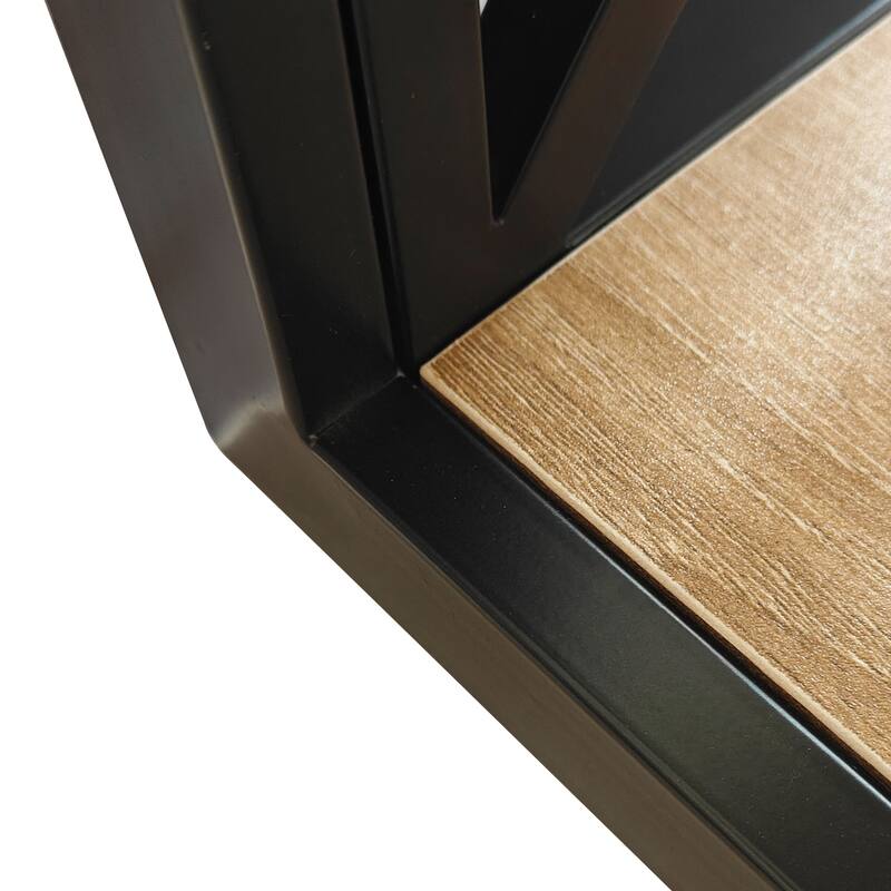 1 piece Modern End Table with Drawer - Nightstand,Rustic Wood Grain MDF& Tempered Glass Top,Industrial Style Side Table