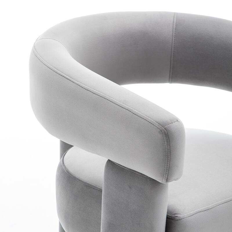 SEYNAR Modern Velvet Accent Chair, Upholstered Barrel Armchair with Curved Back and Thickened Padded Seat