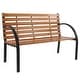 preview thumbnail 3 of 6, 48" Hardwood Slotted Steel Cast Iron Frame Outdoor Patio Garden Bench Park Seat Black & Natural