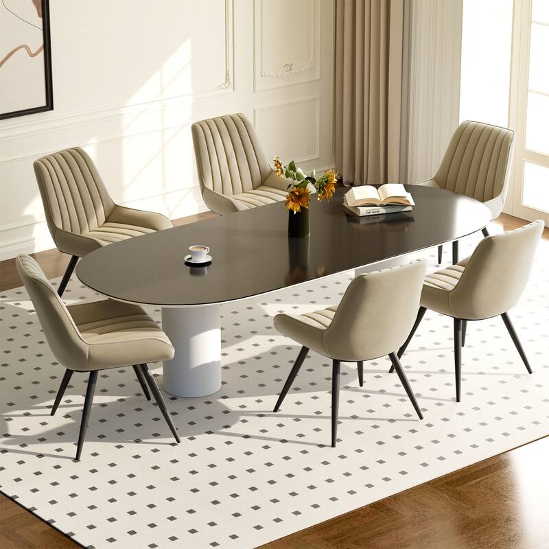 Modern Dining Chairs Set of 4, Comfy Dining Room Chairs with Thick Cushions, Upholstered Fabric Chairs with Metal Legs