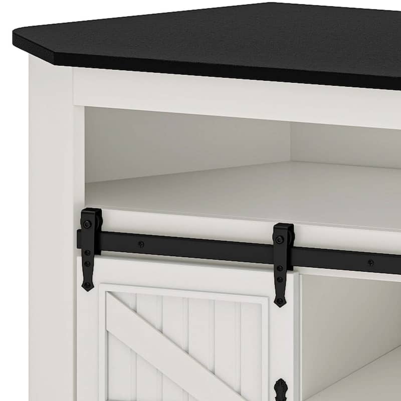 Moasis Corner TV Stand with Barn Doors for 70" TVs