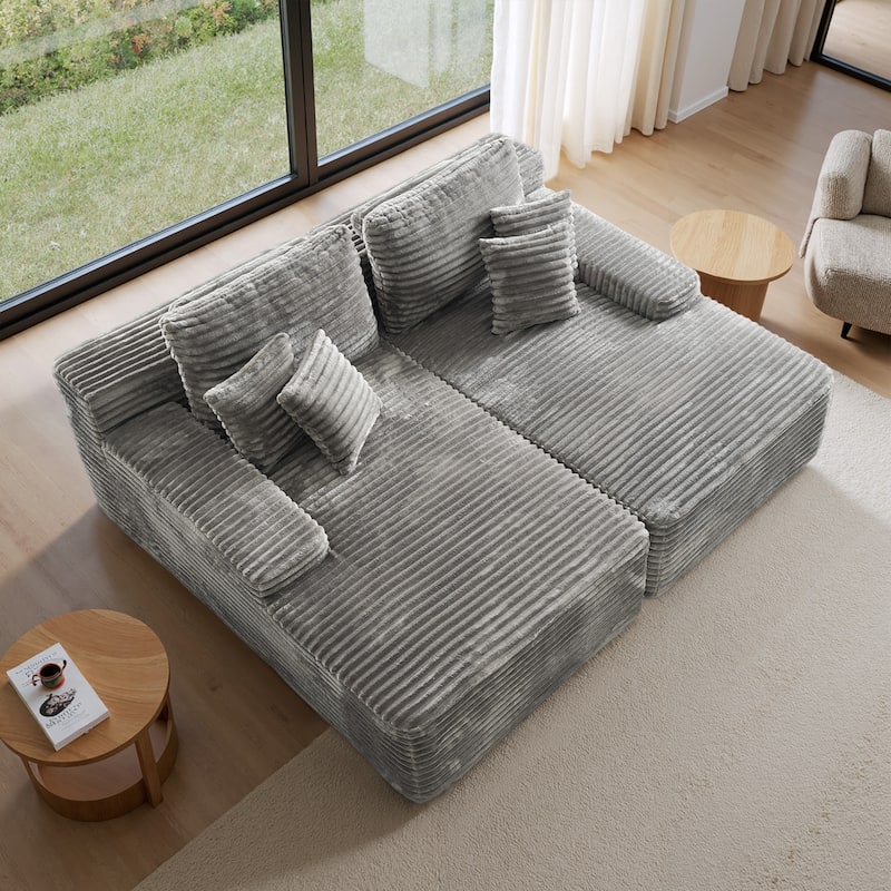 Cathy 82" W No Assembly Required Chaise Sofa Lounge Sectional Couch - Light Grey