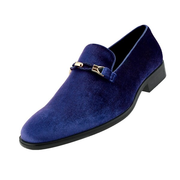 Amali Aller - Men's Velvet Smoking Slip on Shoes with Metal Buckle. Opens flyout.