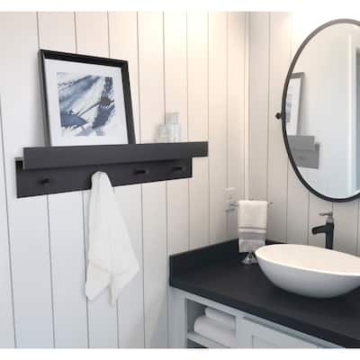 Kate and Laurel Levie Wood Wall Shelf Ledge with Knobs - 36x7.5x4.5