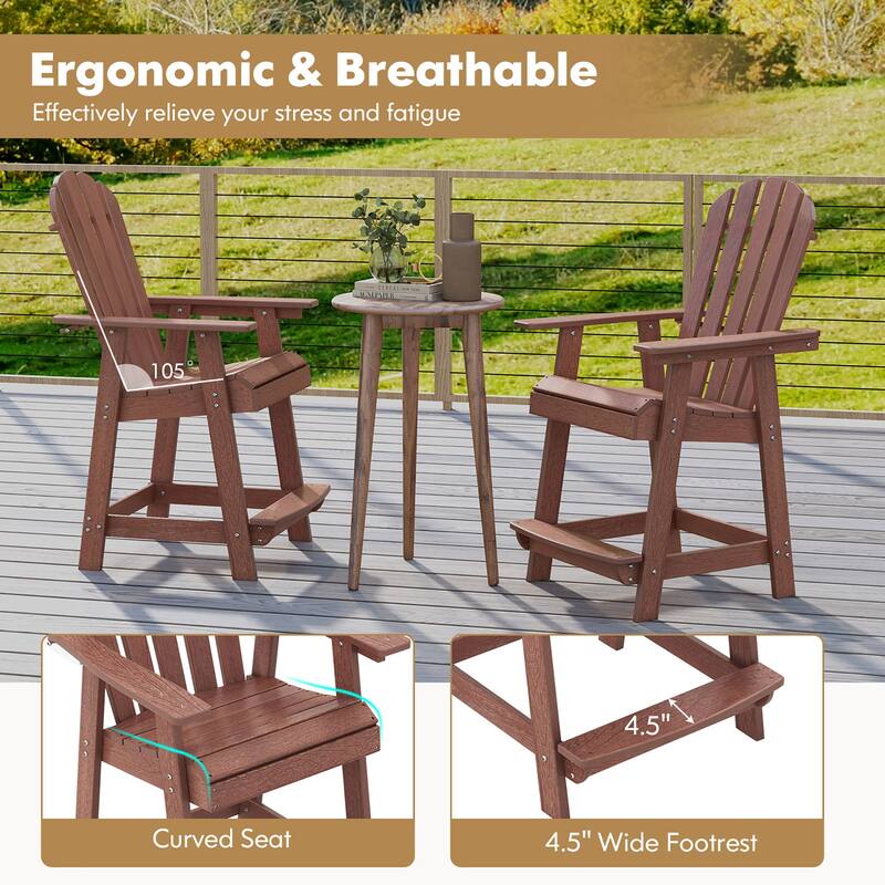 Gymax 2 PCS Bar Stool HDPE Patio Chair w/ Armrest Footrest Home Indoor