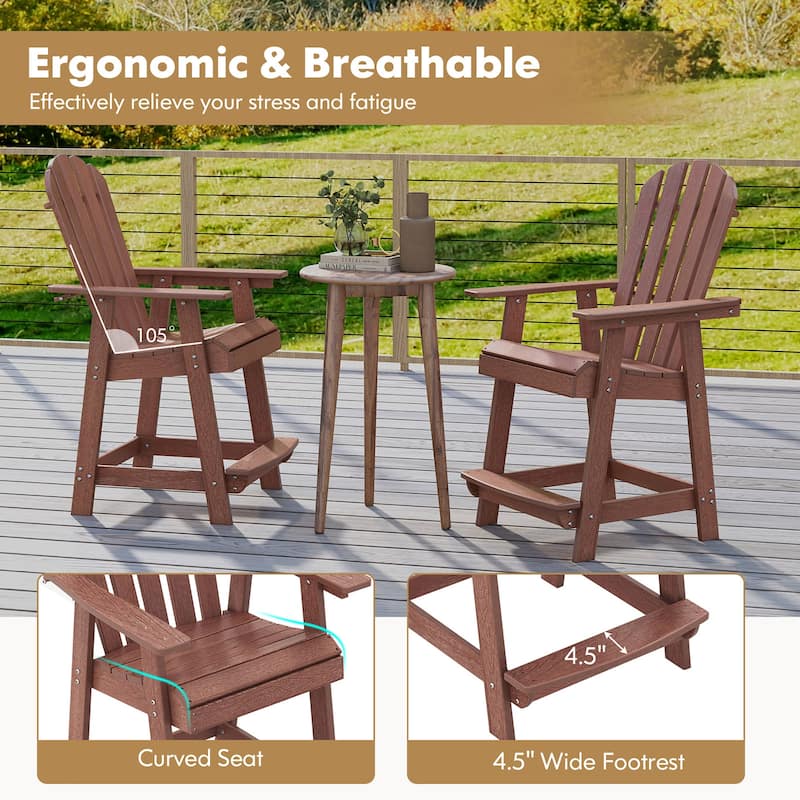 Gymax Tall Bar Stool HDPE Patio Chair w/ Armrest Footrest Home Indoor