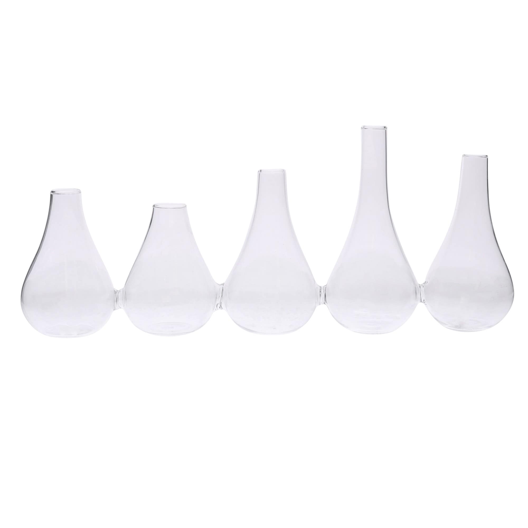 Set of 5 Clear Conjoined Crystal Glass Bud Vases Modern Decorative Table Vase Centerpiece for Floral Arrangements