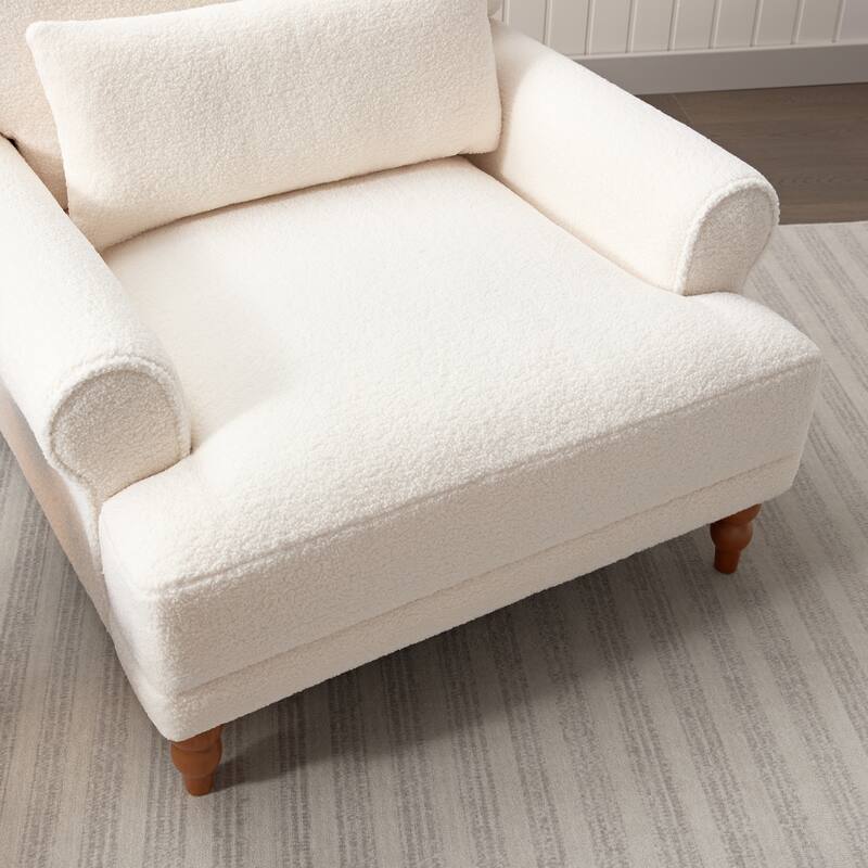 Accent chair, Elegant Circular Armrests, Ergonomic Lumbar Support, Vintage Roman Column Legs, for Living room,Bedroom