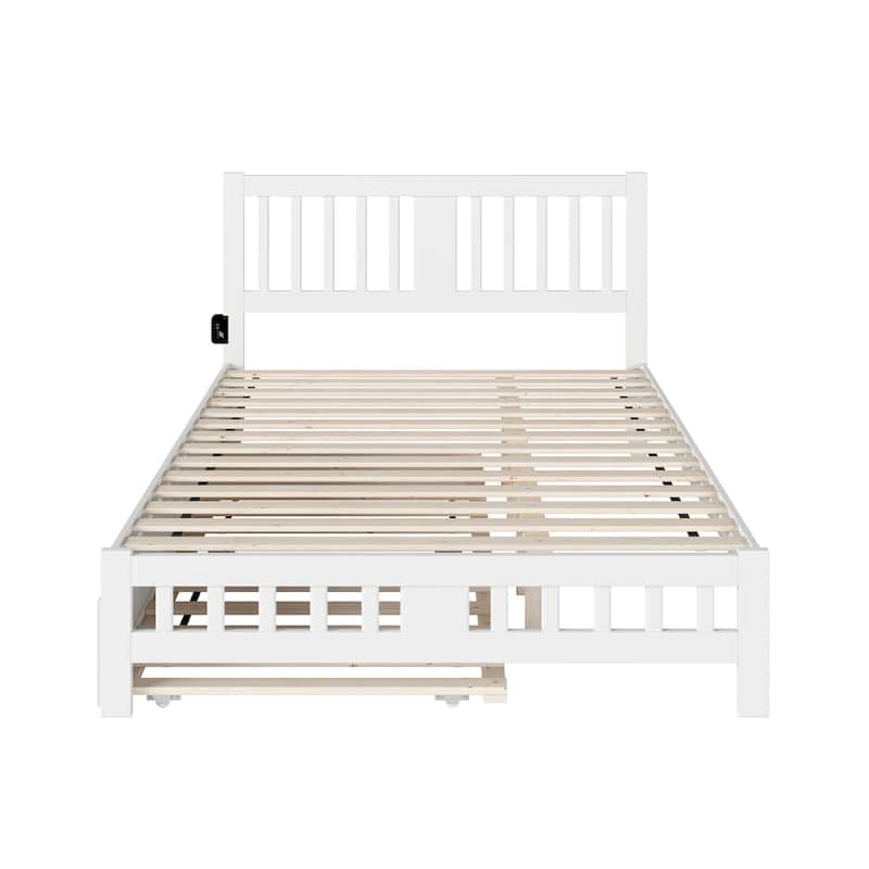 Tahoe Queen Bed with Footboard and Twin XL Trundle in White