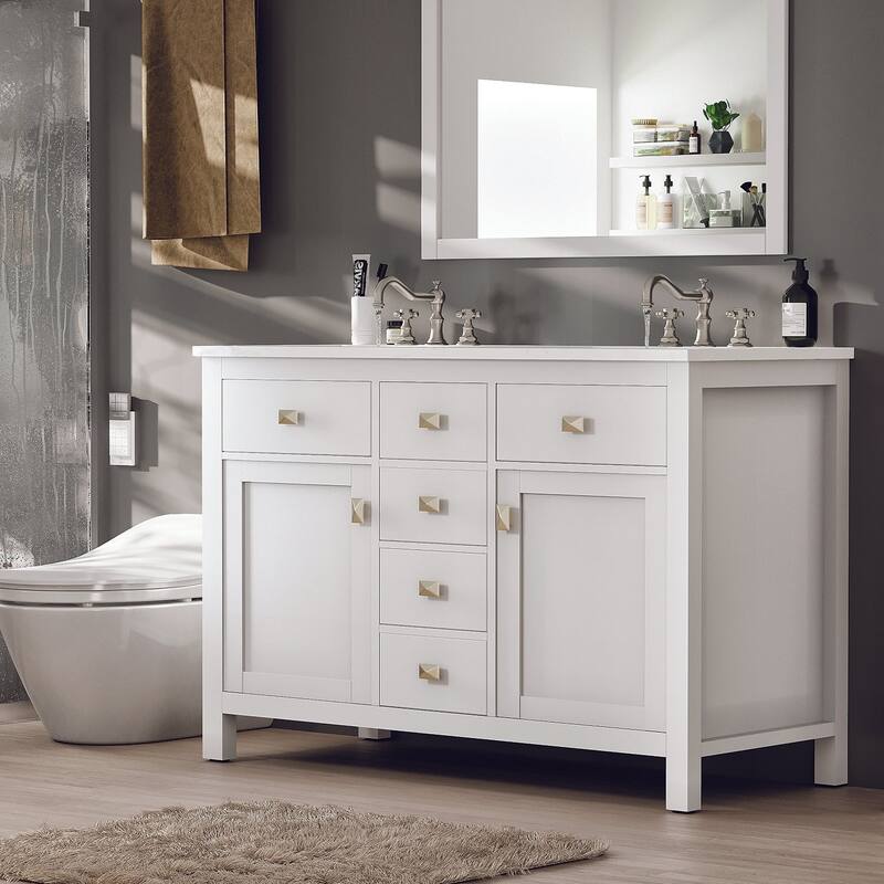 Totti Artemis 48" White DS Bath Vanity with Engineered countertop - 48