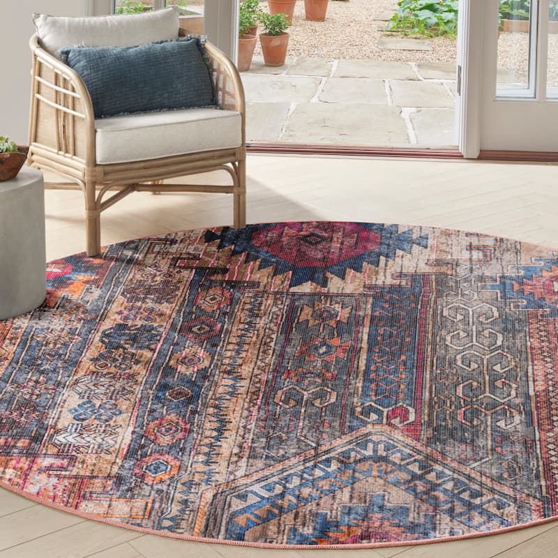 New Concept Washables Southwestern Machine Washable Area Rug
