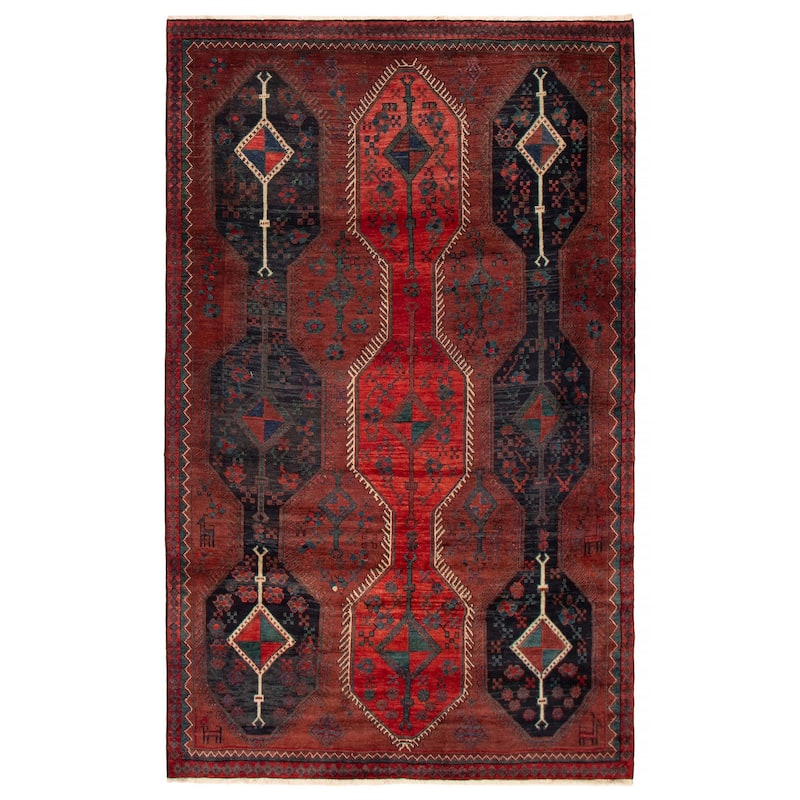 ECARPETGALLERY Hand-knotted Melis Vintage Red Wool Rug - 5'4 x 8'10 - Dark Red - 5'4 x 8'10
