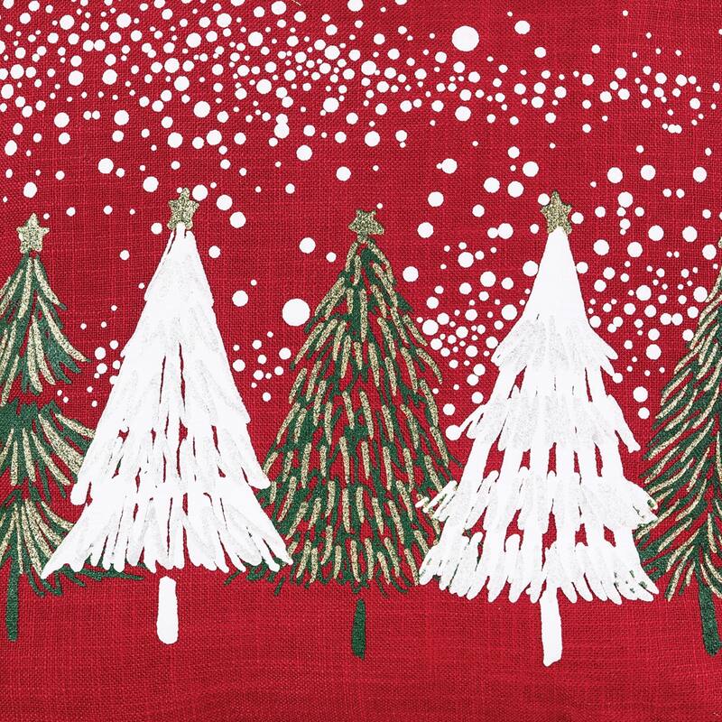 18" x 18" Snowy Trees Embellished Christmas Holiday Throw Pillow