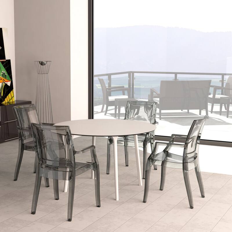 47.5" White Patio Outdoor Round Dining Table