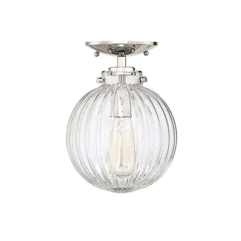 Bellevue Single Light 8" Wide Semi-Flush Globe Ceiling Fixture